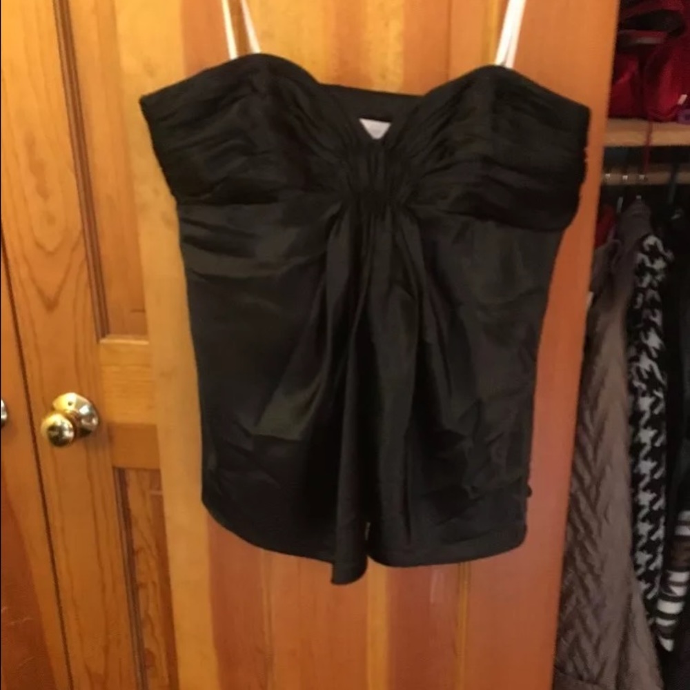 Laundry Black Silky Bustier Strapless Blouse 8 NEW